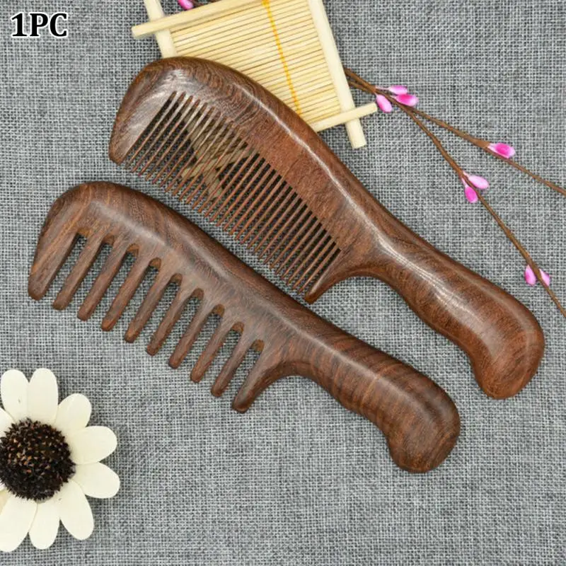 

Sandalwood Wooden Salon Health Brush Comb Natural Long Massage Anti Static Fragrance Wide Tooth Hair Tools Waist Home Detangle