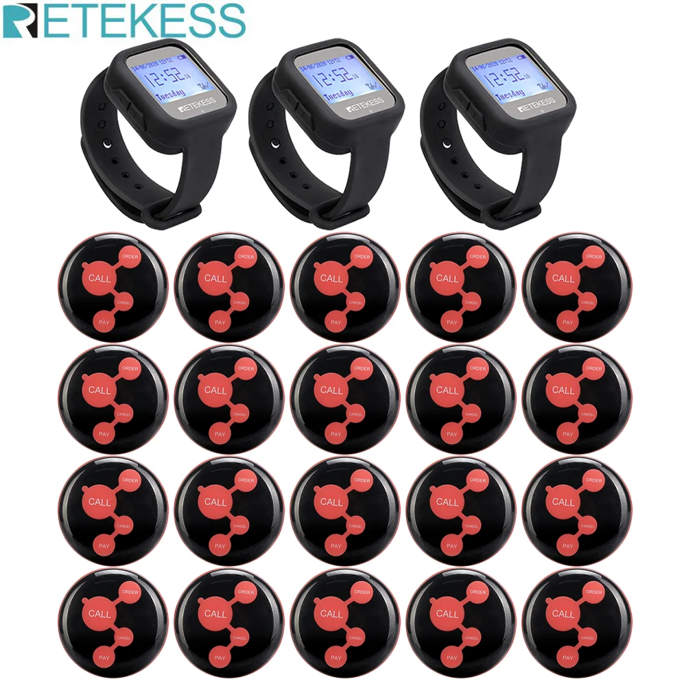 20 Call Transmitter Buttons+3 Watch Receivers Wireless Calling System Waiter Call Pager Restaurant Equipment Customer Service
20 Call Transmitter Buttons+3 Watch Receivers Wireless Calling System Waiter Call Pager Restaurant Equipment Customer Service