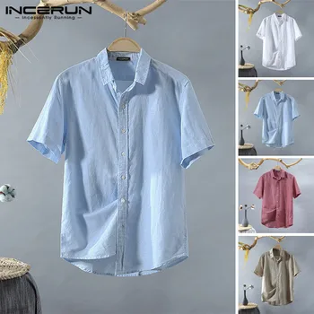 INCERUN Summer Solid Color Men Shirt Short Sleeve Streetwear Casual Turn-down Collar Shirts Harajuku Button Leisure Blouse 2020
INCERUN Summer Solid Color Men Shirt Short Sleeve Streetwear Casual Turn-down Collar Shirts Harajuku Button Leisure Blouse 2020
