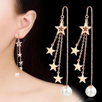 Wholesale 12 pairs Star Simulated-Pearl Long link Chain Tassel Ear Wire Drop Earrings Fashion Wedding Jewelry for Women
Wholesale 12 pairs Star Simulated-Pearl Long link Chain Tassel Ear Wire Drop Earrings Fashion Wedding Jewelry for Women