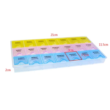 Transparent Color Empty Plastic Box Pill Tablet Medicine Organizer Weekly 7 Days 3-row Tray Storage Case 21 Compartment DEC889
Transparent Color Empty Plastic Box Pill Tablet Medicine Organizer Weekly 7 Days 3-row Tray Storage Case 21 Compartment DEC889
