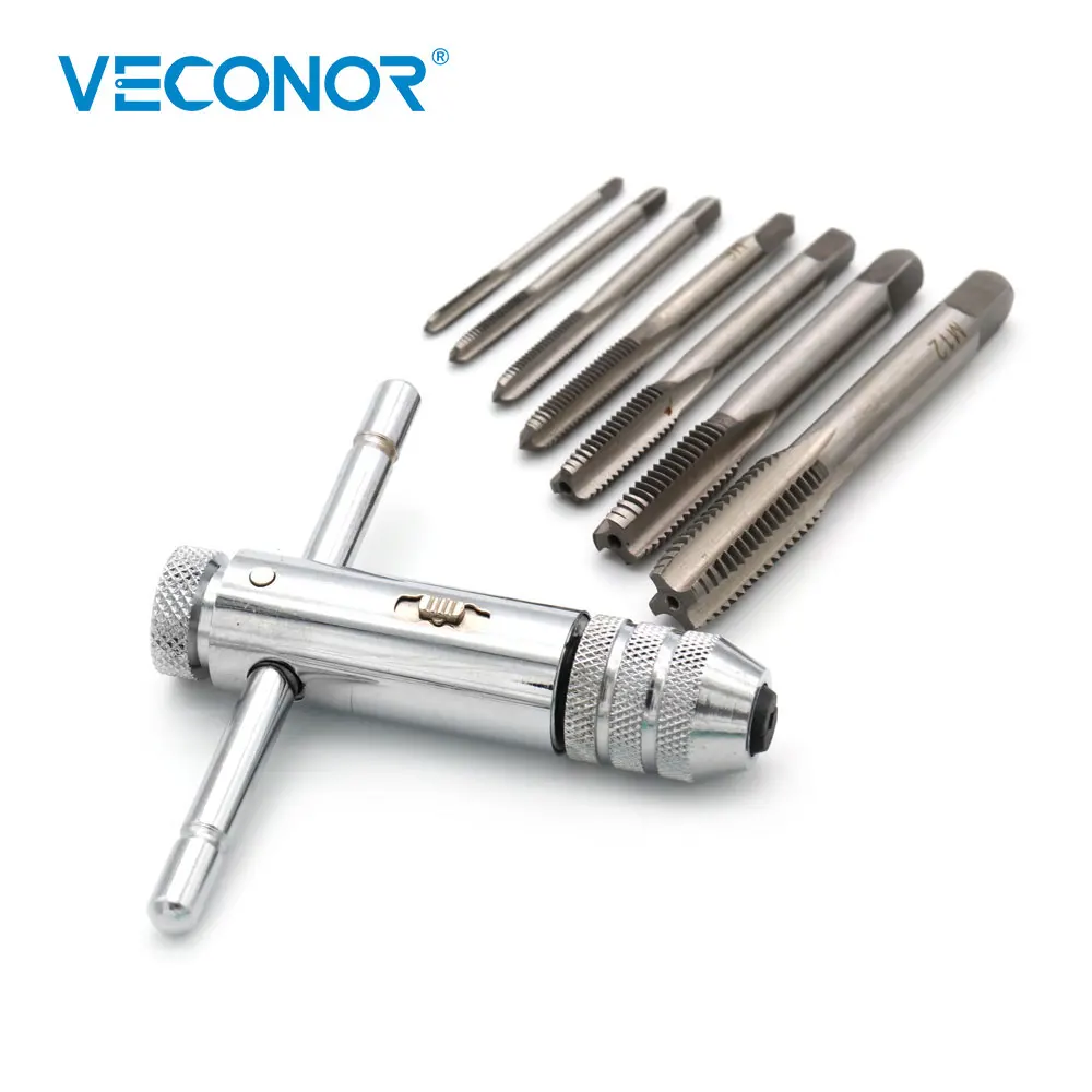VECONOR 8pcs Reversible Ratchet Tap Wrench Kit with 7pcs Taps Screw Thread Machine Tool Holder | Инструменты