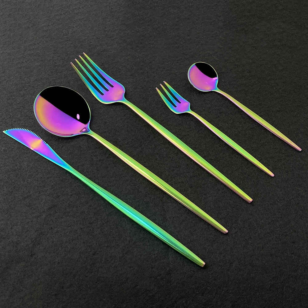 Description Picture 2 of itemHot Sale Black Luxury Dinnerware Cutlery Set 18/10 Stainless Steel Flatware Home Dessert Fork Spoon Knife Kitchen Dinner Set