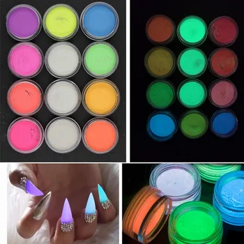 12 Boxes/Set Phosphor Powder Glow In The Dark Fluorescent Nail Glitter Powder Dust Luminous Pigment Nail Art
12 Boxes/Set Phosphor Powder Glow In The Dark Fluorescent Nail Glitter Powder Dust Luminous Pigment Nail Art
