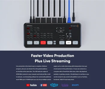 Original Blackmagic Design ATEM Mini Pro / ATEM Mini HDMI Live Stream Switcher Multi-view and Recording New Features
Original Blackmagic Design ATEM Mini Pro / ATEM Mini HDMI Live Stream Switcher Multi-view and Recording New Features