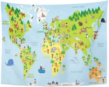 Funny Cartoon World Map with Children of Different Nationalities Animals and Monuments All The Continents Tapestry Home Decor
Funny Cartoon World Map with Children of Different Nationalities Animals and Monuments All The Continents Tapestry Home Decor