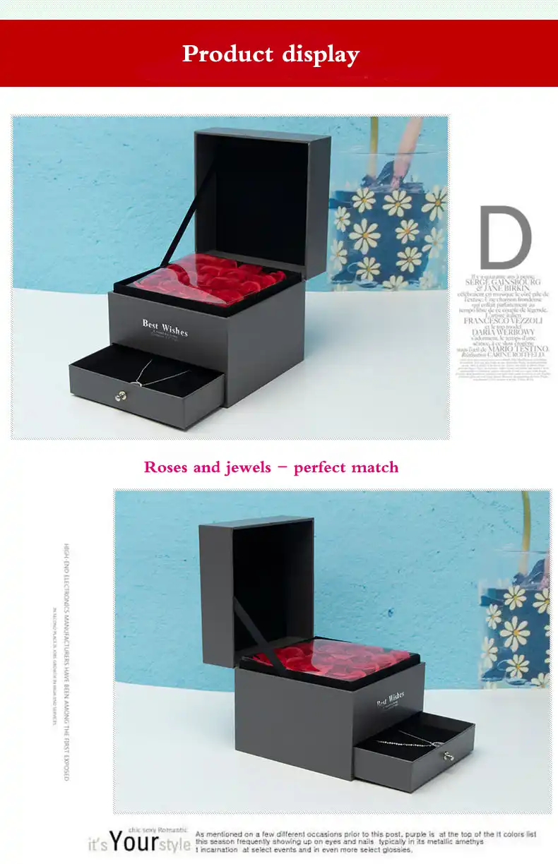 exquisite 8-color eternal rose high-end jewelry storage box