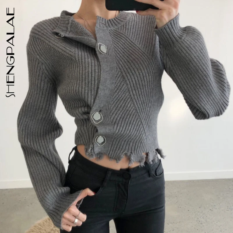 SHENGPALAE Chic Personality Round Neck Unique Button Irregular Broken Edge Design Long Sleeve Knitting Cardigan Sweater 5D201
SHENGPALAE Chic Personality Round Neck Unique Button Irregular Broken Edge Design Long Sleeve Knitting Cardigan Sweater 5D201