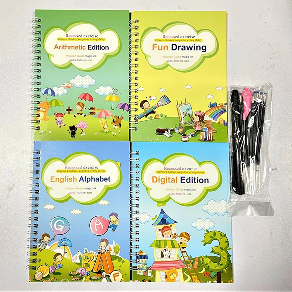 4 Books Learning English Painting Practice Book Reusable Book Baby Copybook For Calligraphy Writing Kids English Lettering Toy
4 Books Learning English Painting Practice Book Reusable Book Baby Copybook For Calligraphy Writing Kids English Lettering Toy