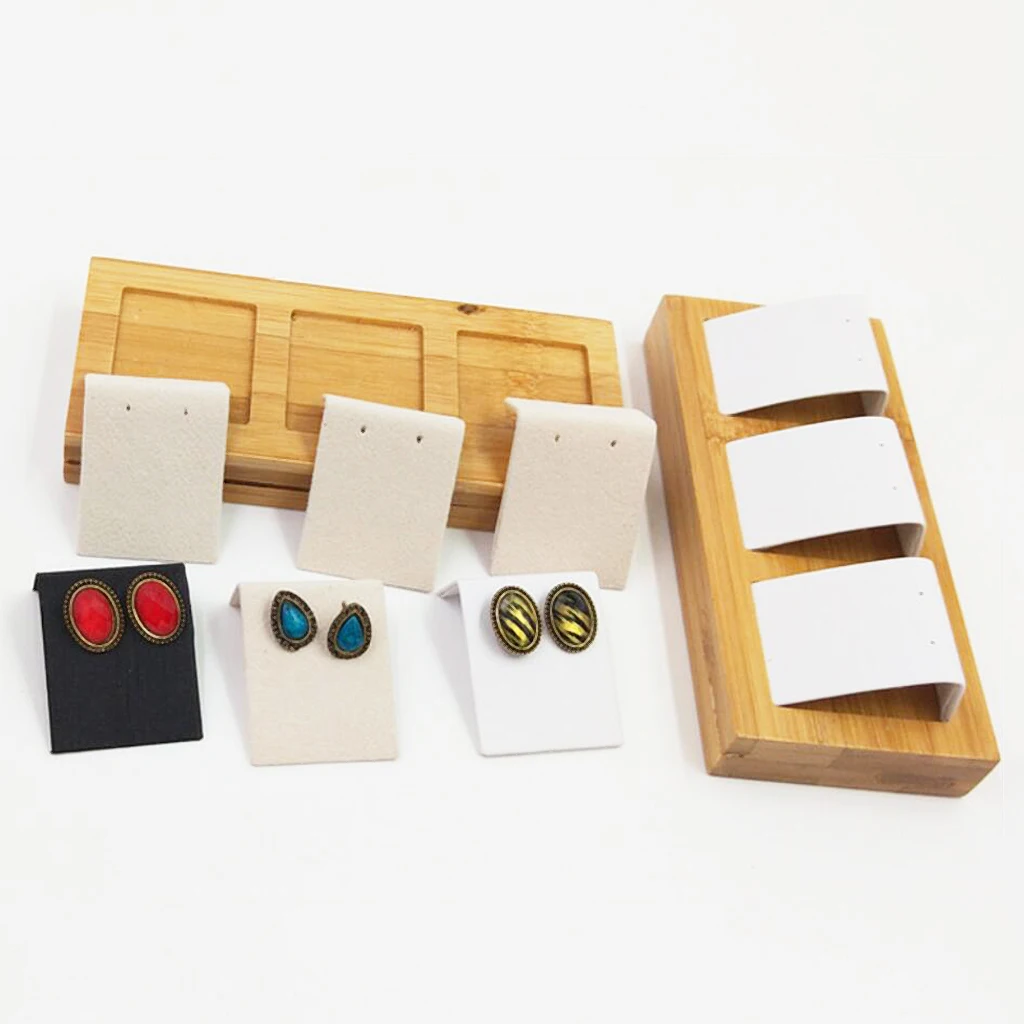 Handmade Natural Bamboo Wooden Earring Ear Stud Display Tray Box 1/2/3 Slot Handmade Natural Bamboo Wooden Earring Ear Stud Display Tray Box 1/2/3 Slot