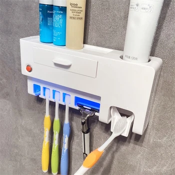 5 in 1 UV Disinfection Toothbrush Holder Automatic Toothpaste Squeezer Dispenser Storage rack box Bathroom Accessories Set
5 in 1 UV Disinfection Toothbrush Holder Automatic Toothpaste Squeezer Dispenser Storage rack box Bathroom Accessories Set