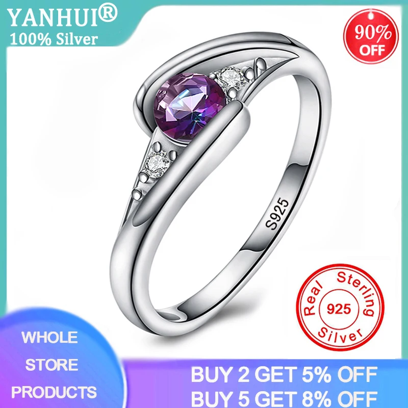 YANHUI 100% Real 925 Sterling Silver Rings with Fashion Colorful Stone 0.5ct Zirconia Crystal Party Rings for Women Gift R035
YANHUI 100% Real 925 Sterling Silver Rings with Fashion Colorful Stone 0.5ct Zirconia Crystal Party Rings for Women Gift R035
