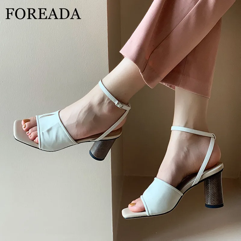 FOREADA Real Leather Sandals Ankle Strap High Heels Pleated Block Heel Shoes Square Toe Sandals Buckle Ladies Shoes Green 33-40
FOREADA Real Leather Sandals Ankle Strap High Heels Pleated Block Heel Shoes Square Toe Sandals Buckle Ladies Shoes Green 33-40