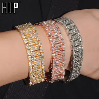 Hip Hop Full Rhinestones Iced Out Bling Gold Watch Band Link Chain Bracelets Bangles for Men Rapper Jewelry
Hip Hop Full Rhinestones Iced Out Bling Gold Watch Band Link Chain Bracelets Bangles for Men Rapper Jewelry