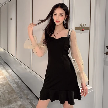 Korean Fashion Long Sleeve Dress Women Autumn Winter New Casual Sexy Dress Elegant Mesh Patchwork S-XL Mini Ladies Dresses Black
Korean Fashion Long Sleeve Dress Women Autumn Winter New Casual Sexy Dress Elegant Mesh Patchwork S-XL Mini Ladies Dresses Black
