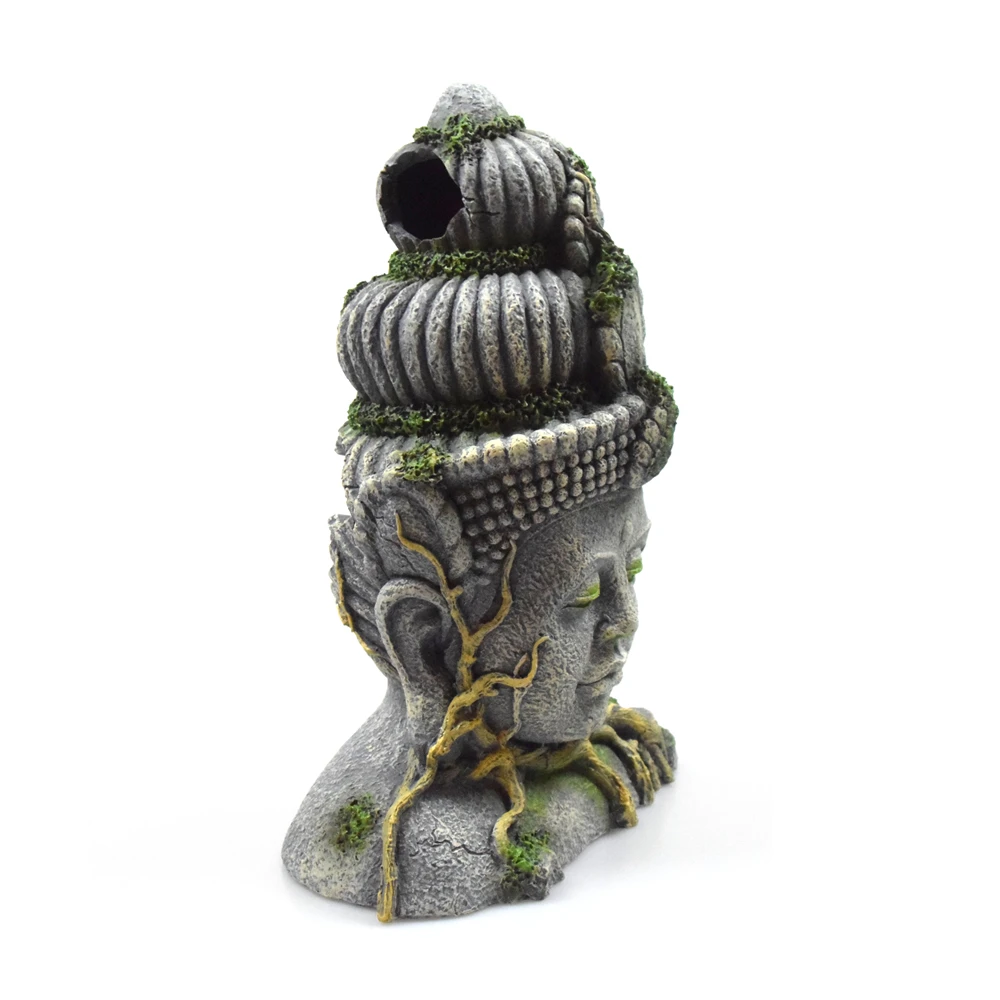 3 Buddha Aquarium Decorations Head Sculpture Aquarium Decor Ornament Large Fish Tank Decorations for 20-30 Gallon Aquarium