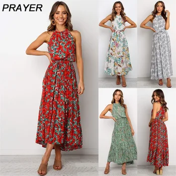 Sexy Women Boho Maxi Printing Long Dress Sleeveless O-neck Coffee Casual Dresses Lady Summer Beach Party Dress Sundress Vestidos
Sexy Women Boho Maxi Printing Long Dress Sleeveless O-neck Coffee Casual Dresses Lady Summer Beach Party Dress Sundress Vestidos