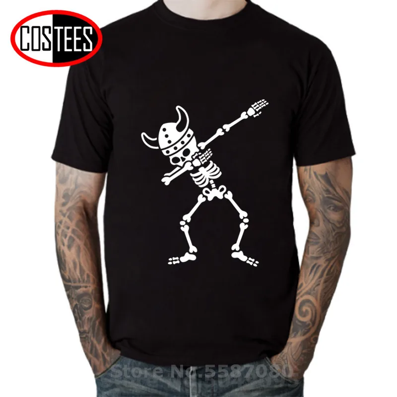 Фото Dabbing Viking Skull Odin Valhalla T shirt men Geek Vikings Skeletor Dab T-shirt Nerd Norse Nordic Tee tshirt | Мужская одежда