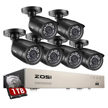 

ZOSI H.265+ 8CH HD DVR Kit CCTV Security System 1080N DVR with 6pcs 2.0mp 1080P Outdoor Home Camera P2P Video Surveillance Set
