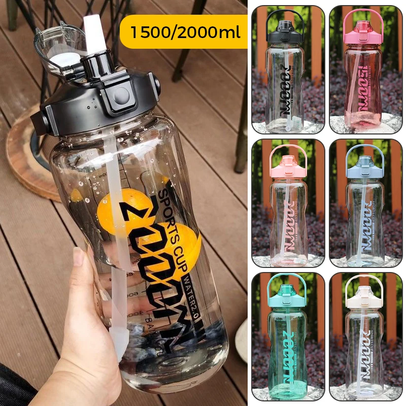 1.5/2 Liter Large Capacity Free Motivational With Marker Fitness Jugs Transparent Plastic Cups Outdoor Portable Water Bottle
1.5/2 Liter Large Capacity Free Motivational With Marker Fitness Jugs Transparent Plastic Cups Outdoor Portable Water Bottle