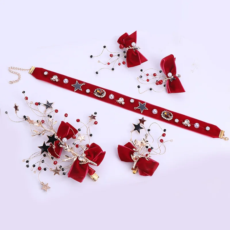 Hot Sale Bridal Bride Wedding Party Hair Jewelry Set Red Bowknot Star Bead Pearl Necklace Headwear Hairclips Hairpins Earring
Hot Sale Bridal Bride Wedding Party Hair Jewelry Set Red Bowknot Star Bead Pearl Necklace Headwear Hairclips Hairpins Earring