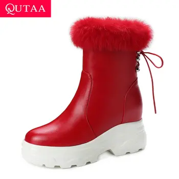 QUTAA 2020 Platform Round Toe Casual Mid Calf Boots Autumn Winter Warm Fur Women Shoes Wedge Heel Lace Up Snow Boots Size 34-40
QUTAA 2020 Platform Round Toe Casual Mid Calf Boots Autumn Winter Warm Fur Women Shoes Wedge Heel Lace Up Snow Boots Size 34-40
