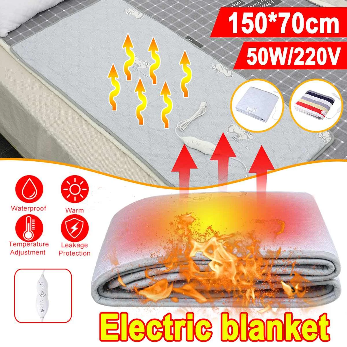 150x70/150x180/180x200mm 220V Electric Heating Thermostat Throw Blanket Body Warmer Bed Mattress Electric Heated Carpets Mat
150x70/150x180/180x200mm 220V Electric Heating Thermostat Throw Blanket Body Warmer Bed Mattress Electric Heated Carpets Mat