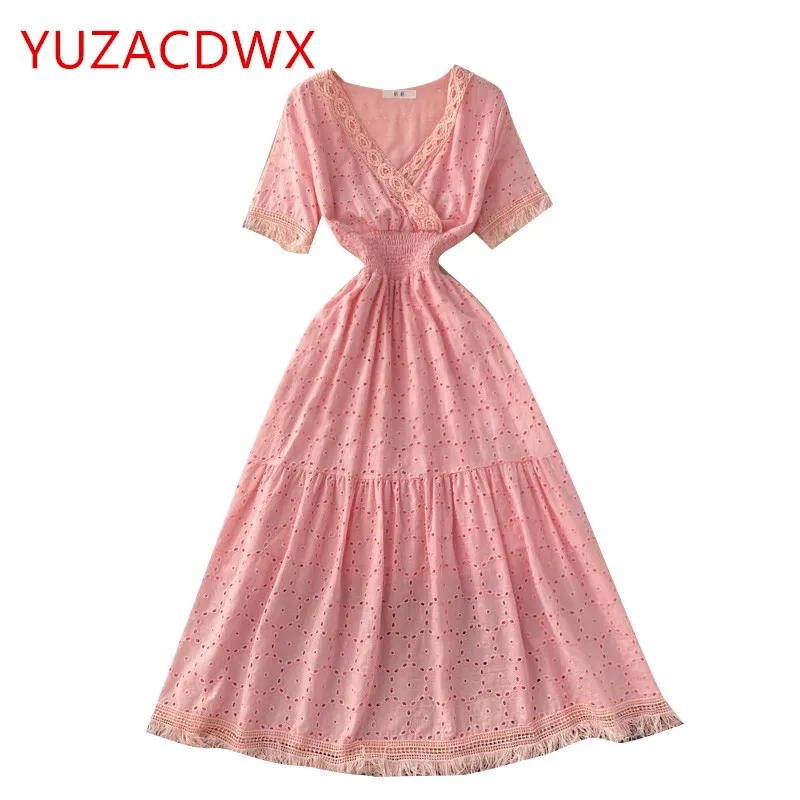 Retro Seaside Vacation Beach Dress 2022 Summer New Sweet V-neck Hollow Fringe Dress Elegant Women's Casual Vestidos
Retro Seaside Vacation Beach Dress 2022 Summer New Sweet V-neck Hollow Fringe Dress Elegant Women's Casual Vestidos