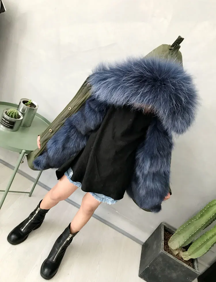 kids parkas natural fox fur child coats for winter (10)