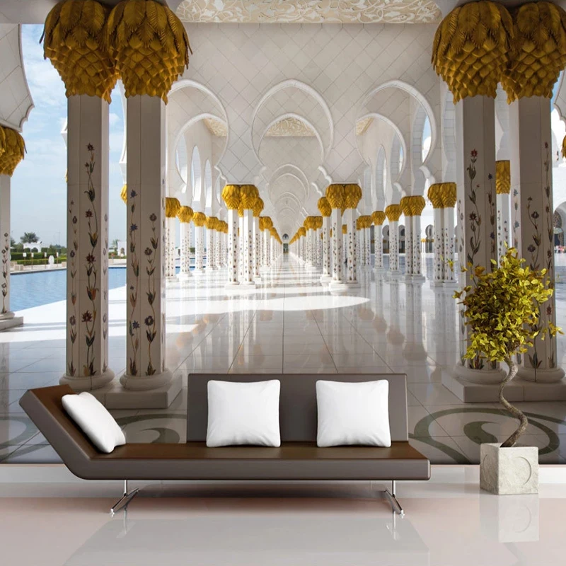 Drop Shipping Custom 3D Photo Wallpaper Roman Column European Style Architecture 3D Space Wall Murals Wall Papers Home Decor