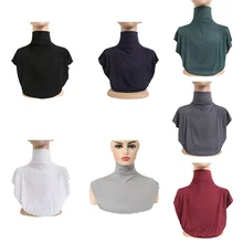 

2021 Simple Solid Color Mercerized Cotton Collar Arab Women High Neck Collar Neck Cover Warmer Extensions Turtleneck Accessories