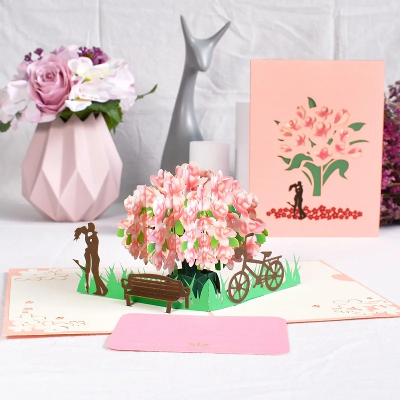 Любовь 3D всплывающие карты подарок на день Святого Валентина открытка с наклейки