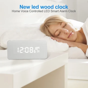 Voice Control Snooze Table Clock Electronic Desktop LED Intelligent Voice-Activated Temperature Humidity Alarm Clock
Voice Control Snooze Table Clock Electronic Desktop LED Intelligent Voice-Activated Temperature Humidity Alarm Clock