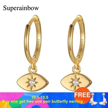SUPERAINBOW 925 Sterling Silver Gold Color Eye Hoop Earrings Huggie Charm Earrings For Women Men Ear Jewelry 2020 SR-E232
SUPERAINBOW 925 Sterling Silver Gold Color Eye Hoop Earrings Huggie Charm Earrings For Women Men Ear Jewelry 2020 SR-E232