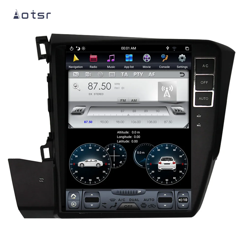 Top Built-in DSP GPS navigation android 9.0 Tesla type For Honda Civic 2012-2015 car android dashboard multimedia head unit player 7