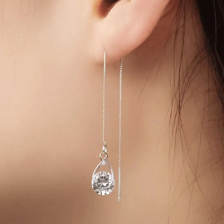 Asymmetric long earrings japanese and korean drop pendant tassel Zircon Lady Pendant with Water Drops
Asymmetric long earrings japanese and korean drop pendant tassel Zircon Lady Pendant with Water Drops