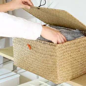 New DIY Wicker Basket DesktopStraw Rattan Storage Basket Sundries Closet Organizer Container Dirty Clothes Home Storage Box
New DIY Wicker Basket DesktopStraw Rattan Storage Basket Sundries Closet Organizer Container Dirty Clothes Home Storage Box