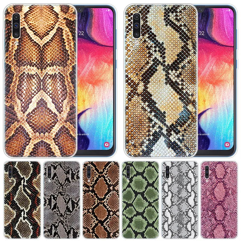 Silicone Case Luxury snakeskin texture print for Samsung Galaxy A50 A70 A80 A40 A30 A20 A10 A20E A2 CORE A9 A8 A7 A6 Plus 2018 | Мобильные