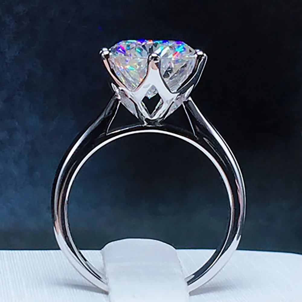 

Custom Solid 14K Au585 White Gold Women Wedding Party Engagement Ring 1 2 3 4 5 Carat Round Moissanite Diamond Ring Crown Trendy