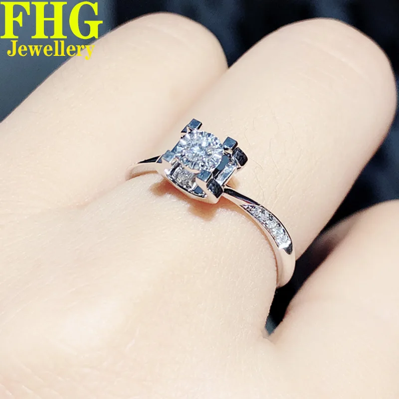 

18K Au750 White Gold Ring 0.15Carat Nature Diamond Ring Wedding Party Engagement Anniversary Fashion Elegant