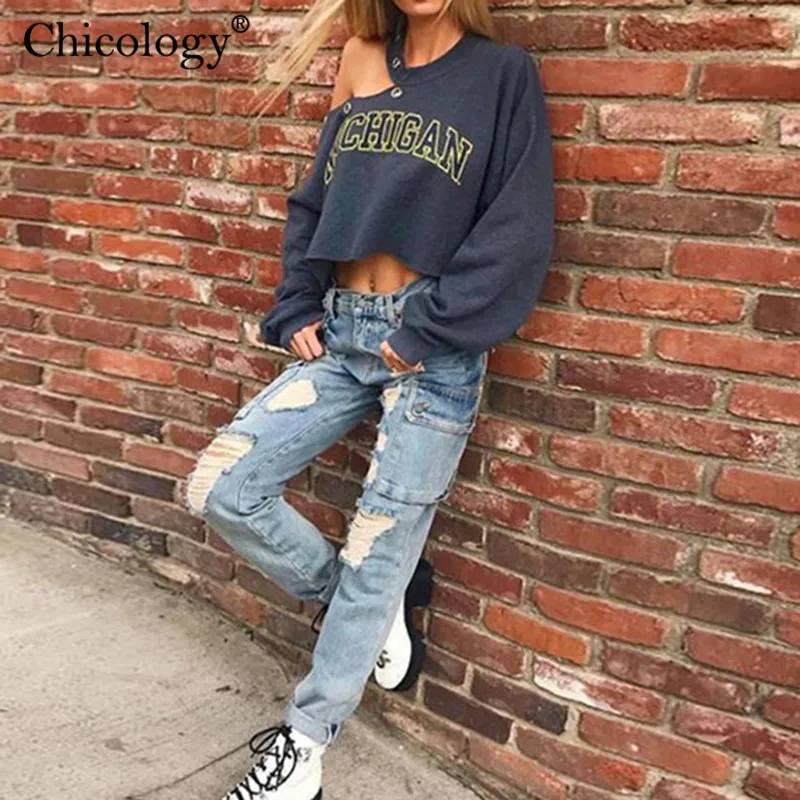 Chicology принтом принт выдолбить заниженной линией плеч фонари длинным рукавом
