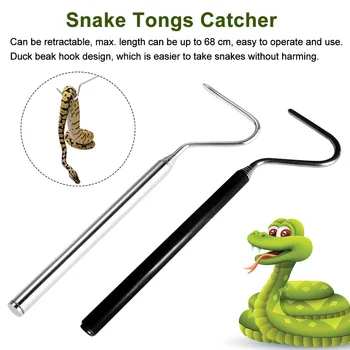 

68cm Stainless Steel Hand Tool Moving Practical Snake Tongs Catcher With Hook Patio Reptile Grabber Controlling For Catching