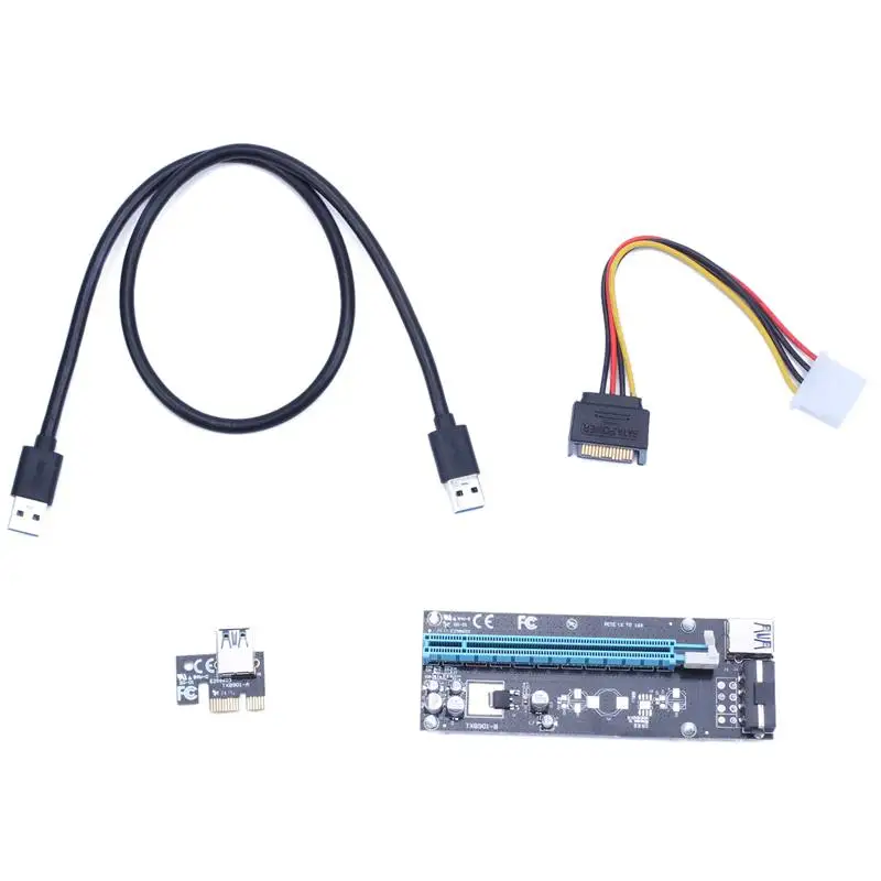 Right Interface PCIe PCI-E PCI Express Riser Card 1x to 16x USB 3.0 Data Cable with SATA 15 Male to 4pin power cable Black
Right Interface PCIe PCI-E PCI Express Riser Card 1x to 16x USB 3.0 Data Cable with SATA 15 Male to 4pin power cable Black
