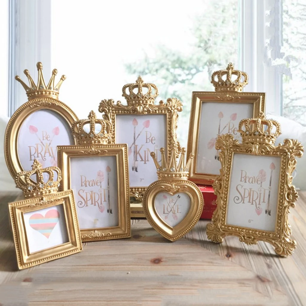 Gold Crown Picture Frame Rustic Pattern Photo Frames for Tabletop or Wall Mount Gold Crown Picture Frame Rustic Pattern Photo Frames for Tabletop or Wall Mount