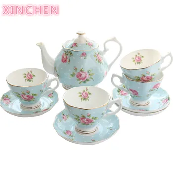 XINCHEN European-style coffee cup set home ceramic black tea pot bone china afternoon tea 1 coffee pot 4 cup saucer for 4 people 
XINCHEN European-style coffee cup set home ceramic black tea pot bone china afternoon tea 1 coffee pot 4 cup saucer for 4 people