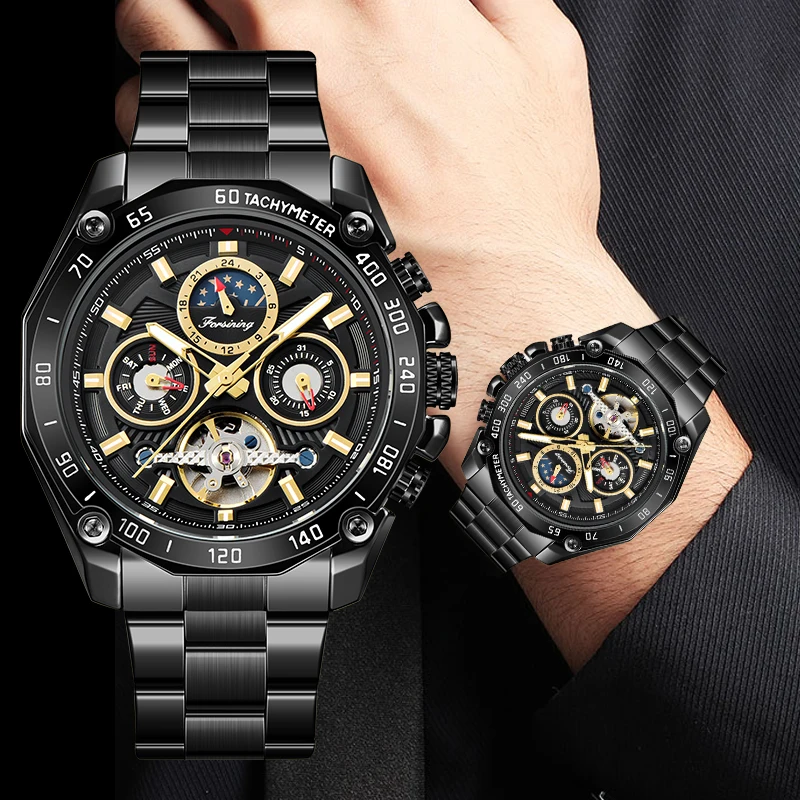 FORSINING Men's Multifunctional Waterproof Calendar Watch Fashion Black Business Causal Men's Watches male Mechanical Clock
FORSINING Men's Multifunctional Waterproof Calendar Watch Fashion Black Business Causal Men's Watches male Mechanical Clock