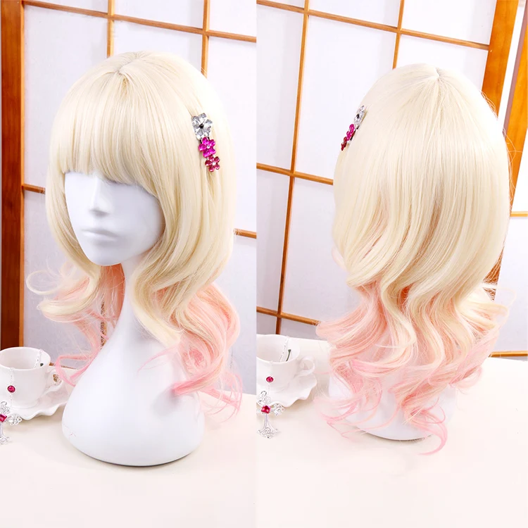 

Diabolik Lovers Cosplay Wig Komori Yui Light Blonde with Pink Cos Wigs Heat Resistant Synthetic Hair Cos Wigs + Headwear Hairpin