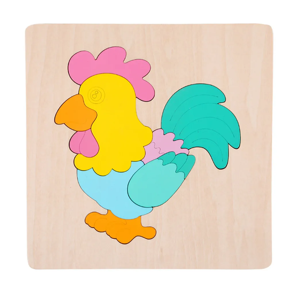 Kids Toy Wood Puzzle Board Cartoon animal Learning Education Interesting Wooden Toys Children
