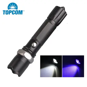 Topcom White & UV LED Light 3w 395nm LED UV Flashlight Rechargeable Zoom 18650 UV Torch Light For Pet Urine Banknote Detection
Topcom White & UV LED Light 3w 395nm LED UV Flashlight Rechargeable Zoom 18650 UV Torch Light For Pet Urine Banknote Detection