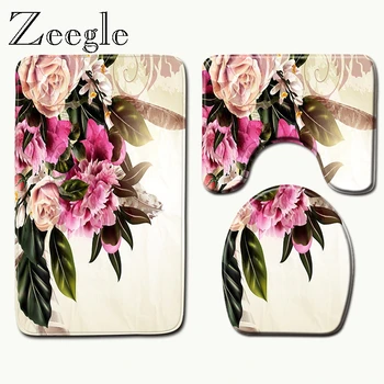 Zeegle Flower 3pcs Bath Mat Set Toilet Pedestal Rug Anti-slip Soft Toile Foot Rug Floor Carpets Toilet Cover Seat Mat Toilet Set
Zeegle Flower 3pcs Bath Mat Set Toilet Pedestal Rug Anti-slip Soft Toile Foot Rug Floor Carpets Toilet Cover Seat Mat Toilet Set